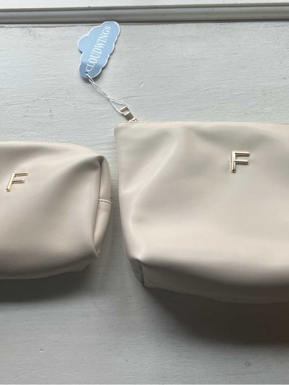 Cream Cosmetic Pouch Set by